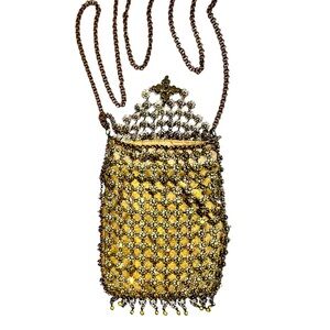 Kenny Ma San Francisco Vintage Evening Bag | Gold Metal Crystal Fringe